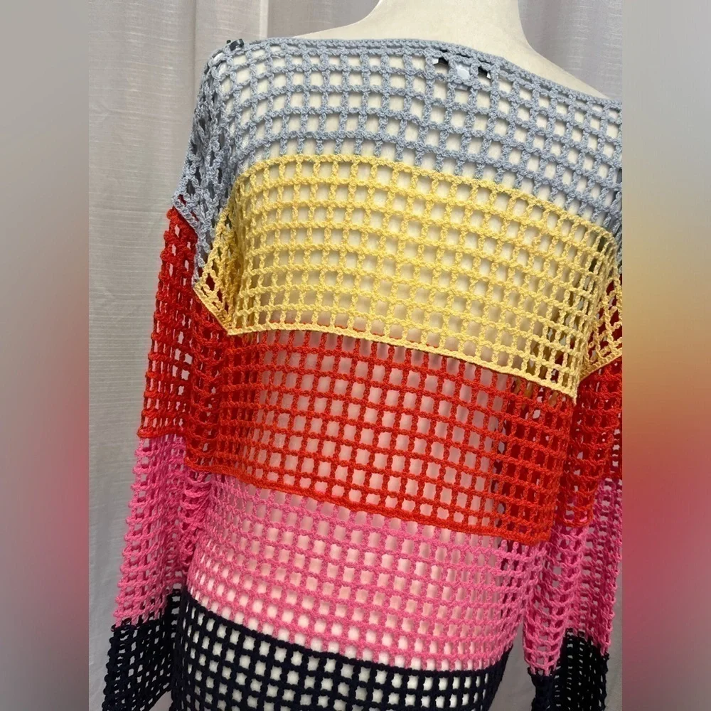 Fate Stripe Eyelet Knitted Pullover | size Small